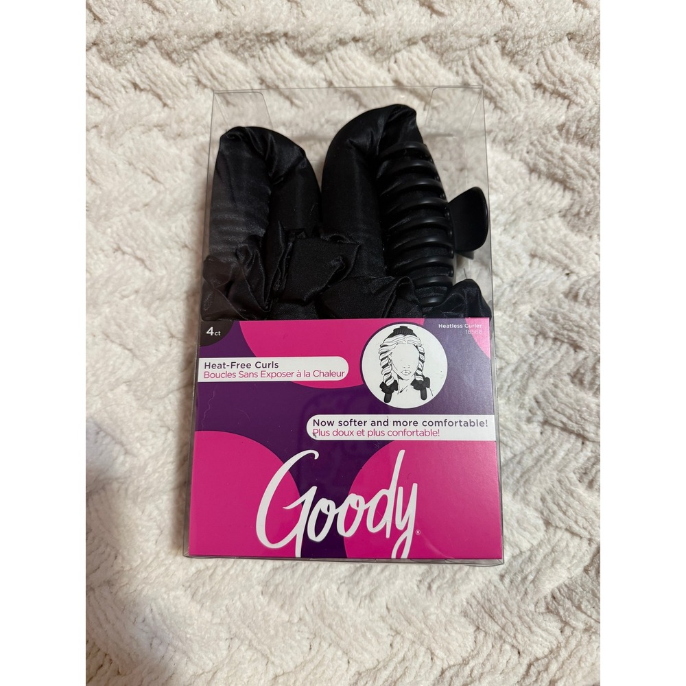 Goody Heat Free Curls 4pc Set Black Satin Heatless Hair Roller Scrunchies Clip